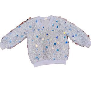 M.L. Kids Toddler Long Sleeve Sweater Fuzzy Hairy Spangles Lilac Purple 3T